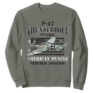 P-47 Thunderbolt WWII Airplane Sweatshirt American Muscle Vintage