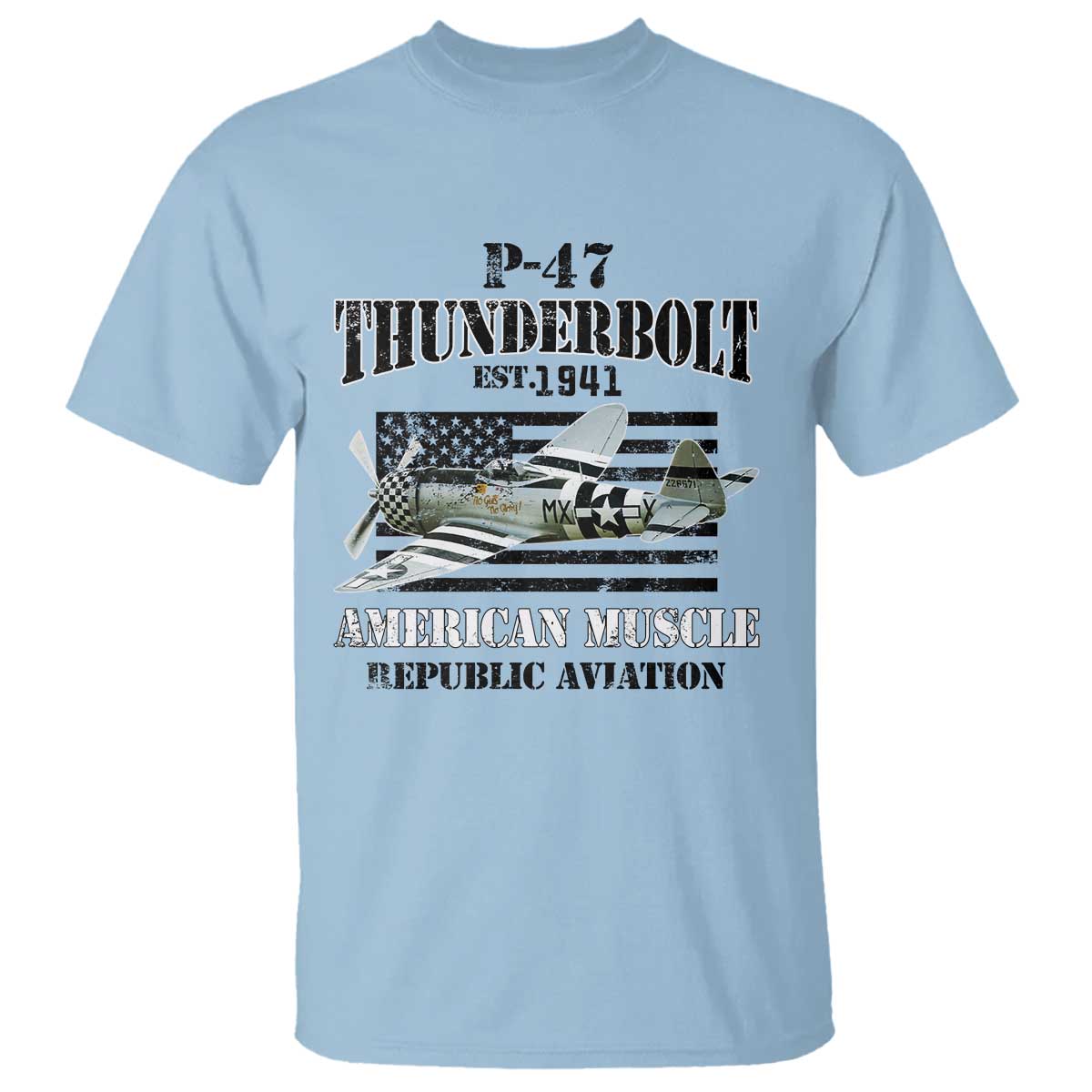 P-47 Thunderbolt WWII Airplane T Shirt American Muscle Vintage