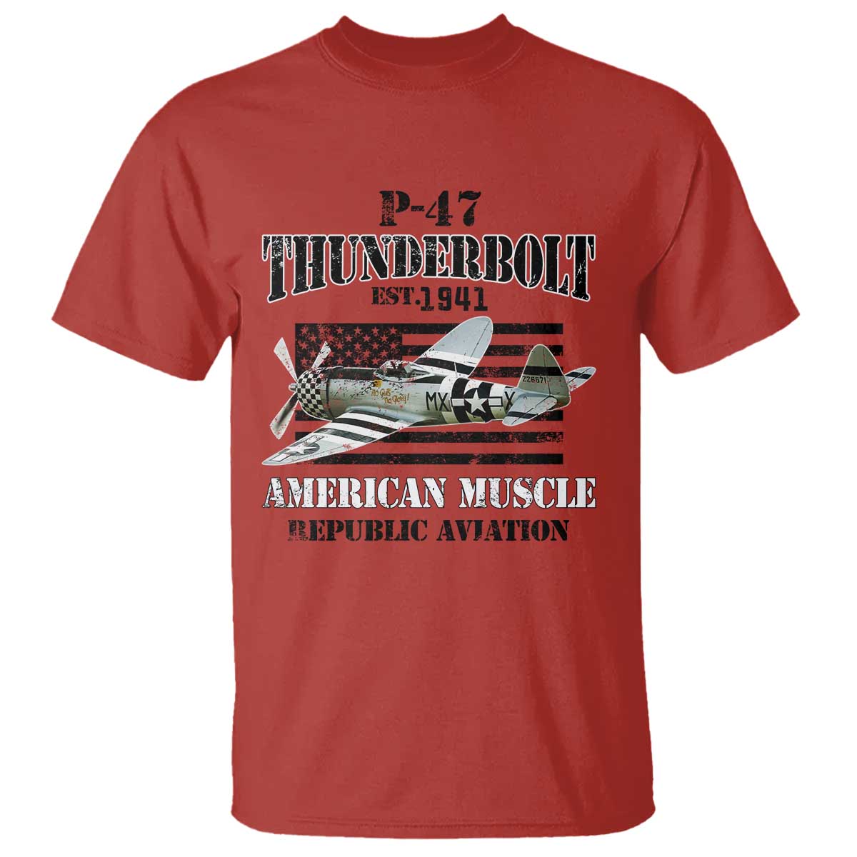 P-47 Thunderbolt WWII Airplane T Shirt American Muscle Vintage
