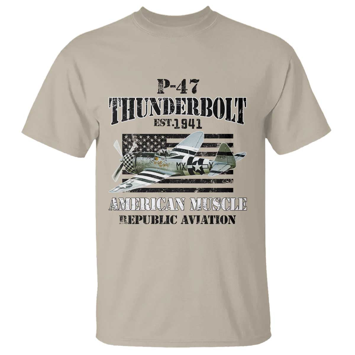 P-47 Thunderbolt WWII Airplane T Shirt American Muscle Vintage