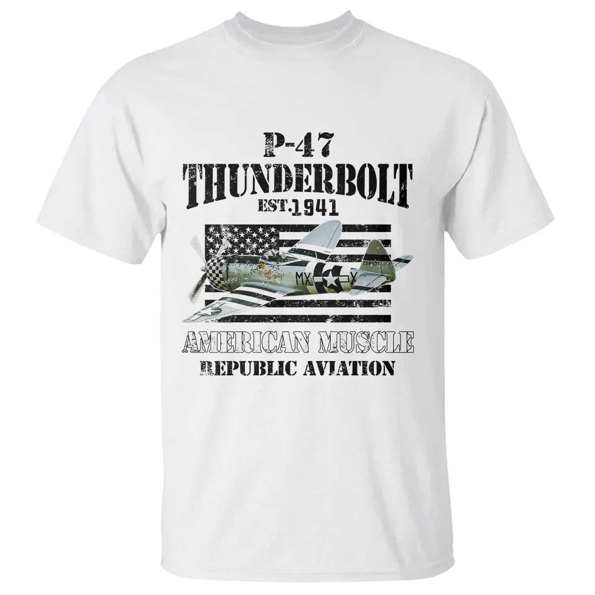 P-47 Thunderbolt WWII Airplane T Shirt American Muscle Vintage