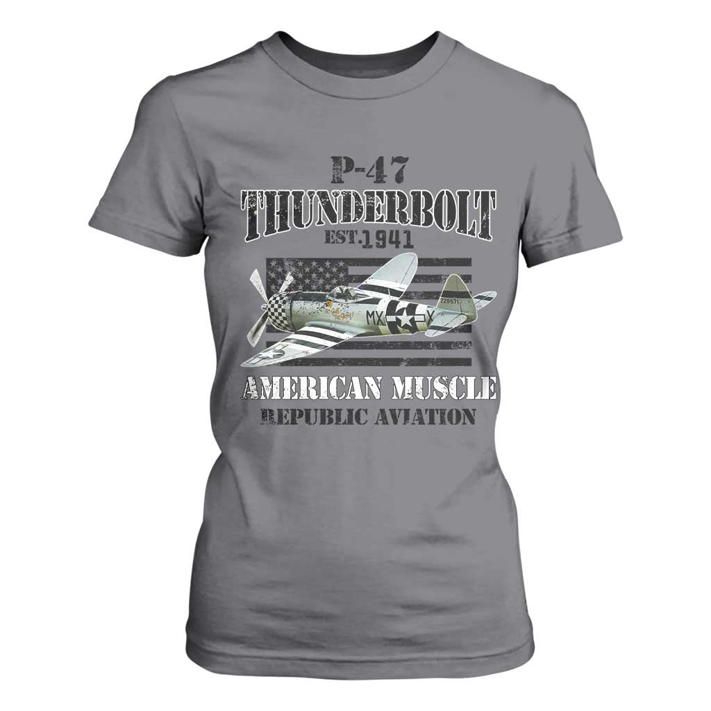 P-47 Thunderbolt WWII Airplane T Shirt For Women American Muscle Vintage