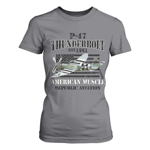 P-47 Thunderbolt WWII Airplane T Shirt For Women American Muscle Vintage