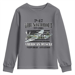 P-47 Thunderbolt WWII Airplane Youth Sweatshirt American Muscle Vintage
