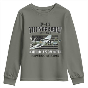 P-47 Thunderbolt WWII Airplane Youth Sweatshirt American Muscle Vintage