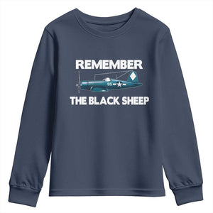 Corsair WWII History Youth Sweatshirt Black Sheep Squadron Pilot