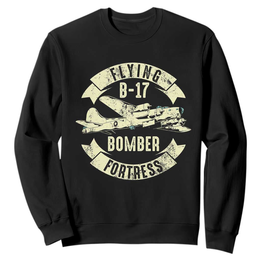 Vintage B-17 Bomber WW2 Aircraft Sweatshirt Plane Aviation Fighter Airplane Retro Grunge