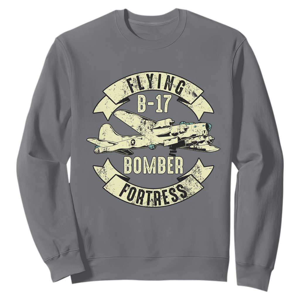 Vintage B-17 Bomber WW2 Aircraft Sweatshirt Plane Aviation Fighter Airplane Retro Grunge