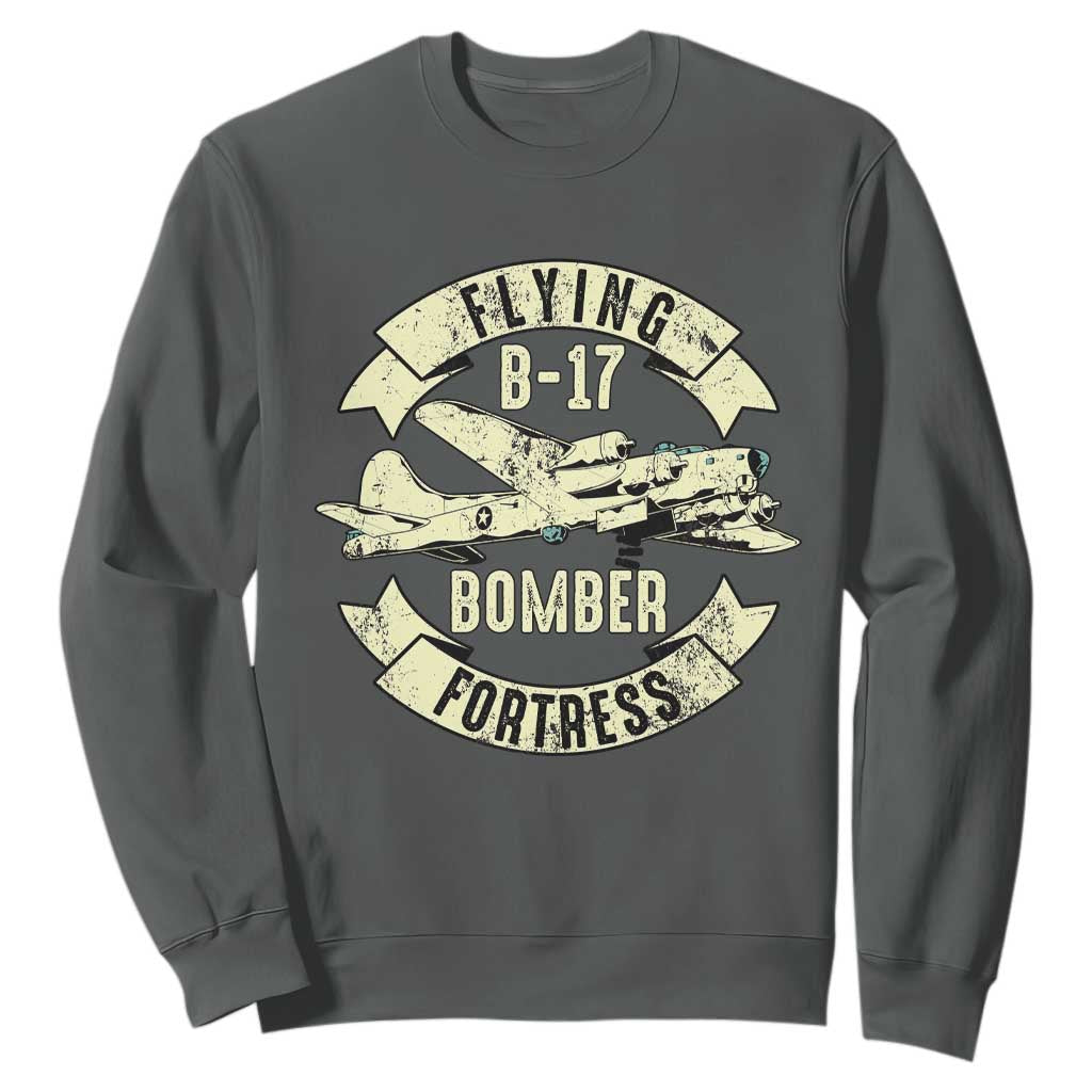 Vintage B-17 Bomber WW2 Aircraft Sweatshirt Plane Aviation Fighter Airplane Retro Grunge