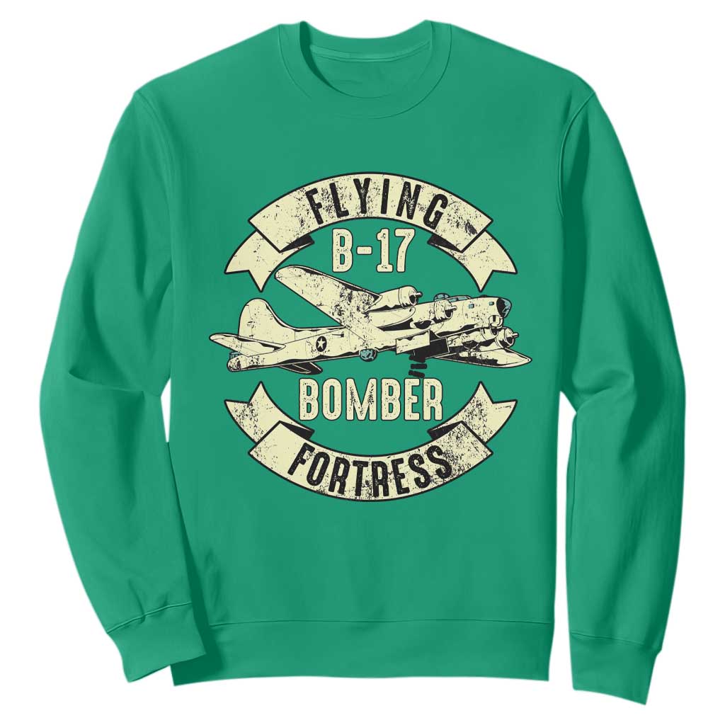 Vintage B-17 Bomber WW2 Aircraft Sweatshirt Plane Aviation Fighter Airplane Retro Grunge