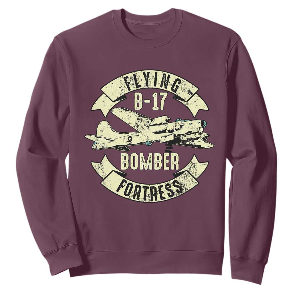 Vintage B-17 Bomber WW2 Aircraft Sweatshirt Plane Aviation Fighter Airplane Retro Grunge