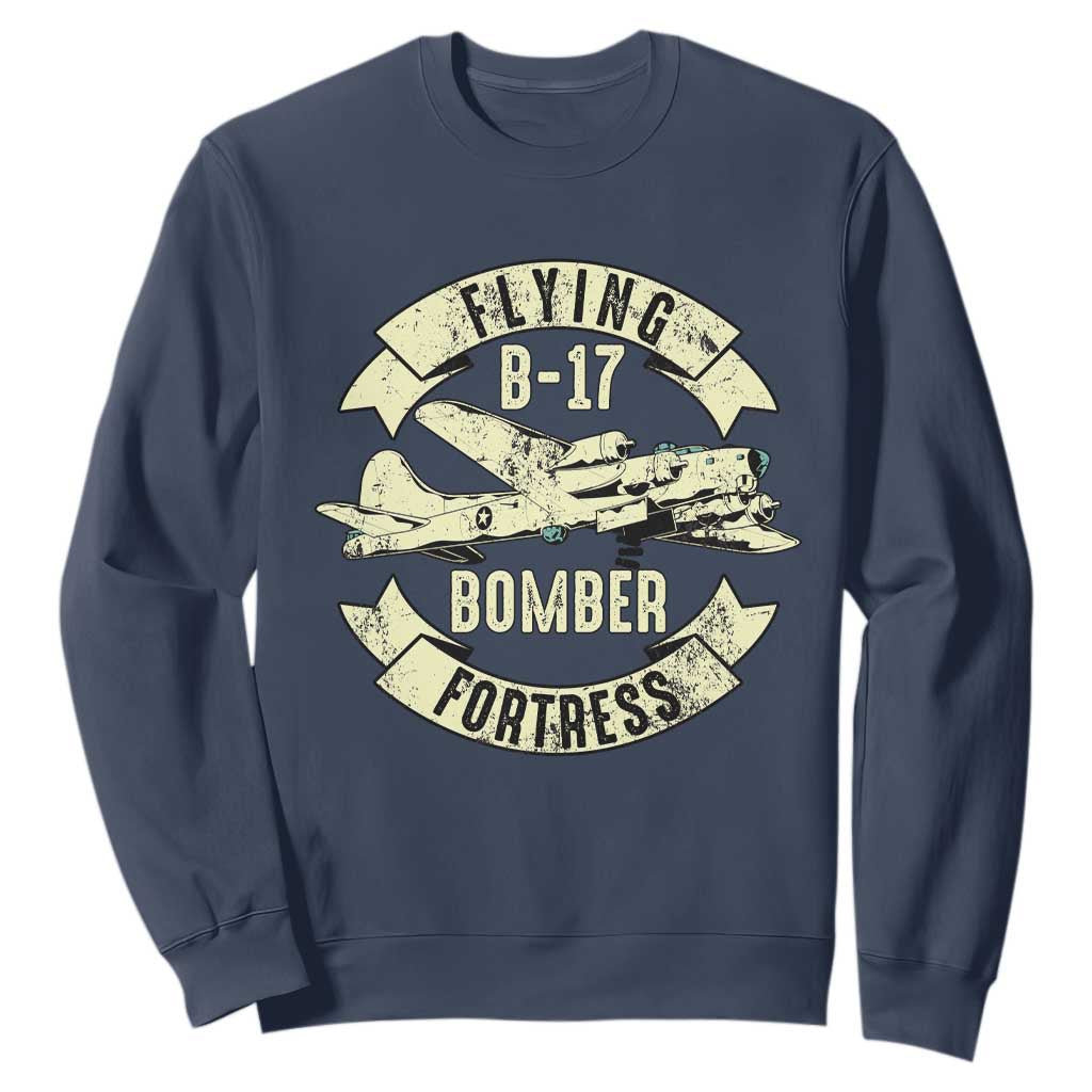 Vintage B-17 Bomber WW2 Aircraft Sweatshirt Plane Aviation Fighter Airplane Retro Grunge