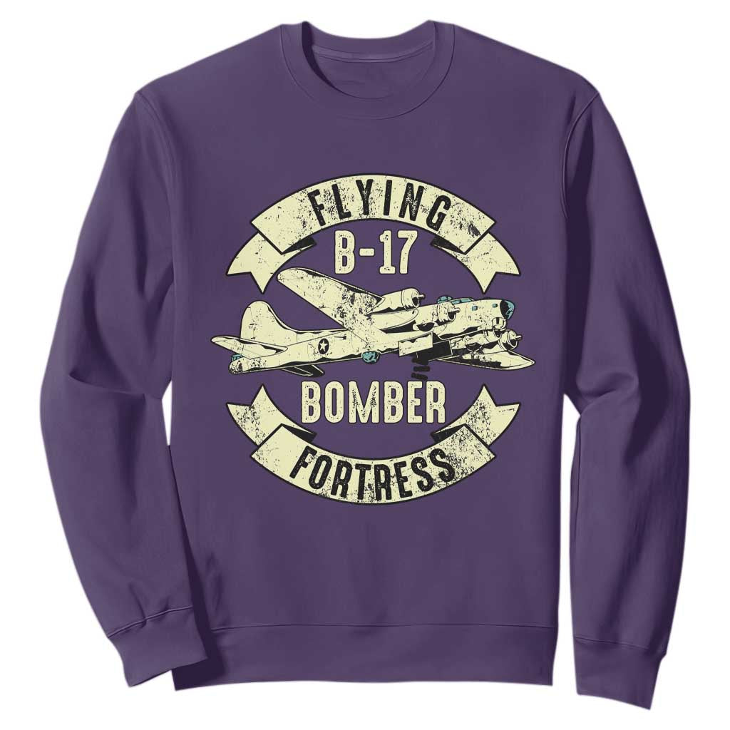 Vintage B-17 Bomber WW2 Aircraft Sweatshirt Plane Aviation Fighter Airplane Retro Grunge