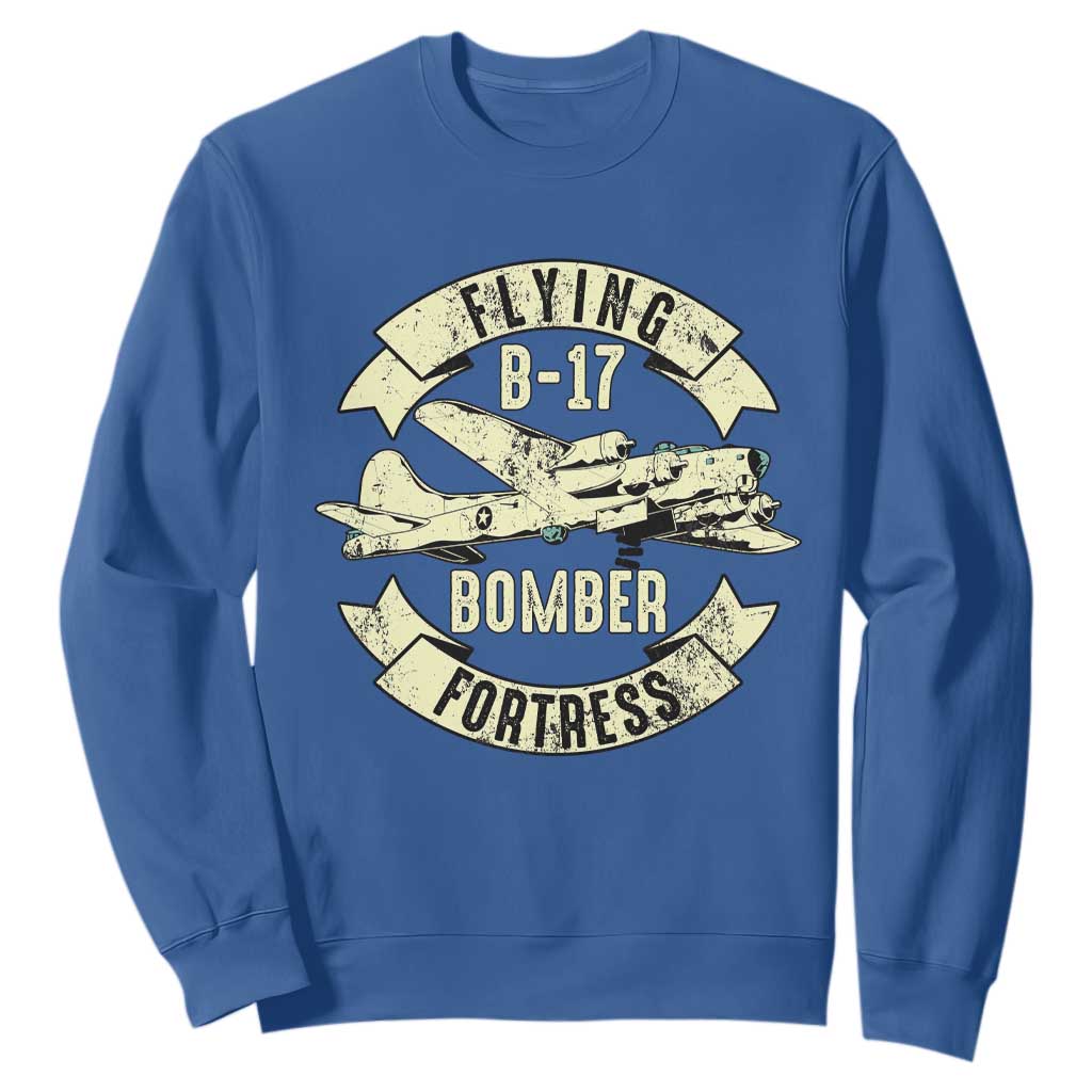 Vintage B-17 Bomber WW2 Aircraft Sweatshirt Plane Aviation Fighter Airplane Retro Grunge