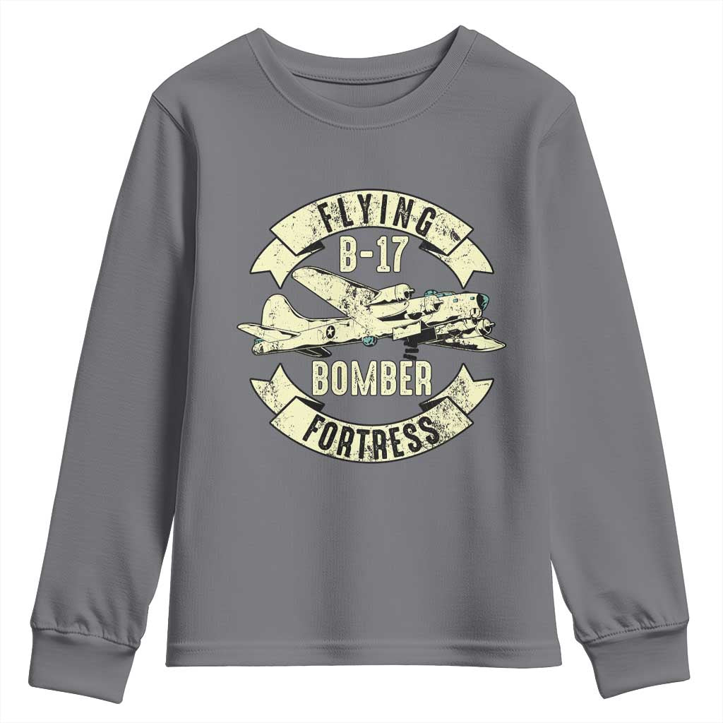Vintage B-17 Bomber WW2 Aircraft Youth Sweatshirt Plane Aviation Fighter Airplane Retro Grunge