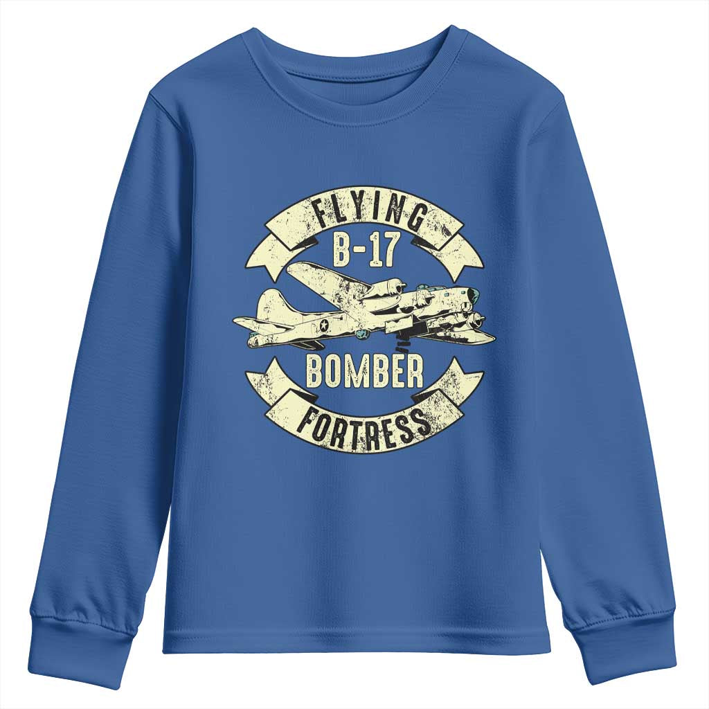 Vintage B-17 Bomber WW2 Aircraft Youth Sweatshirt Plane Aviation Fighter Airplane Retro Grunge