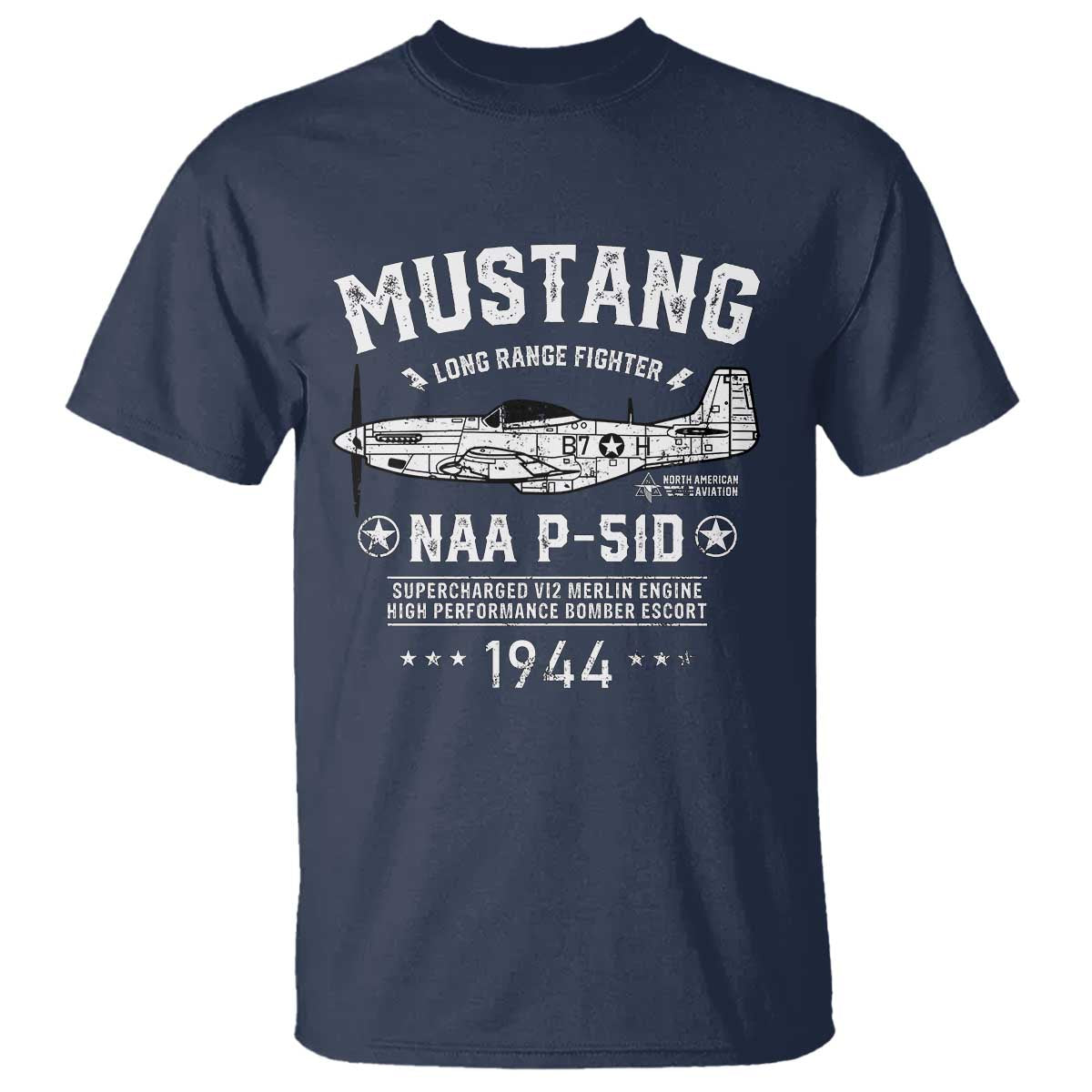 P-51 Mustang T Shirt North American Aviation WW2 P51 Fighter Plane