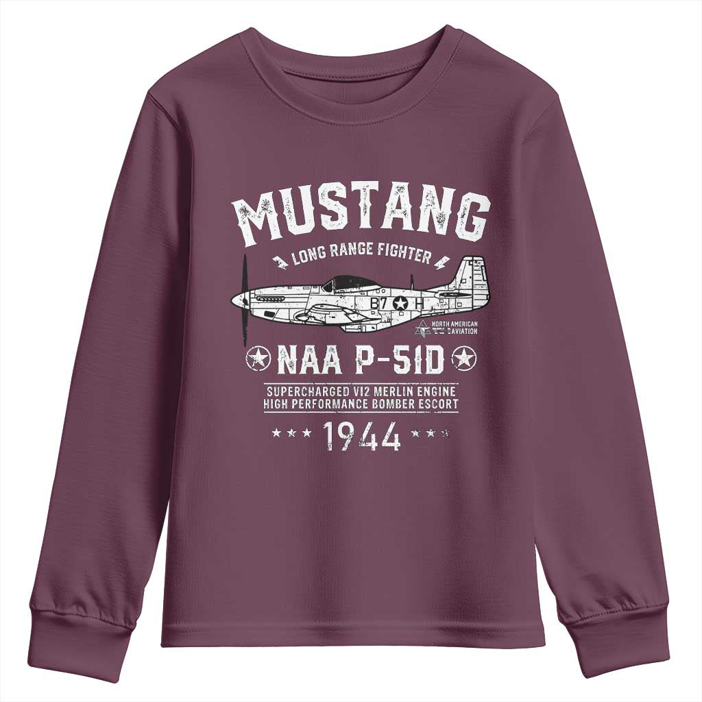P-51 Mustang Youth Sweatshirt North American Aviation WW2 P51 Fighter Plane