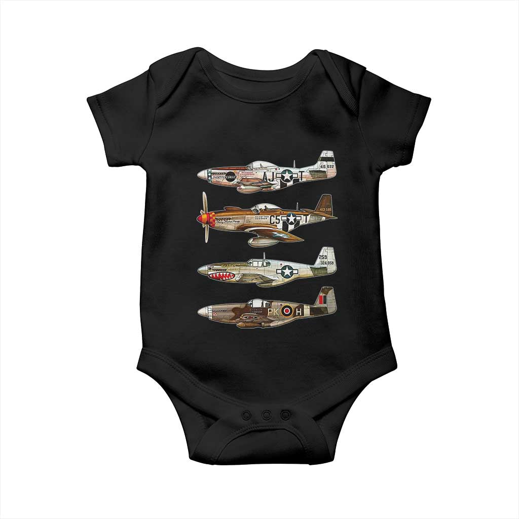 WW2 Warplanes B-17 P51 Baby Onesie Vintage WWII Fighter Planes Iconic Military Aircraft