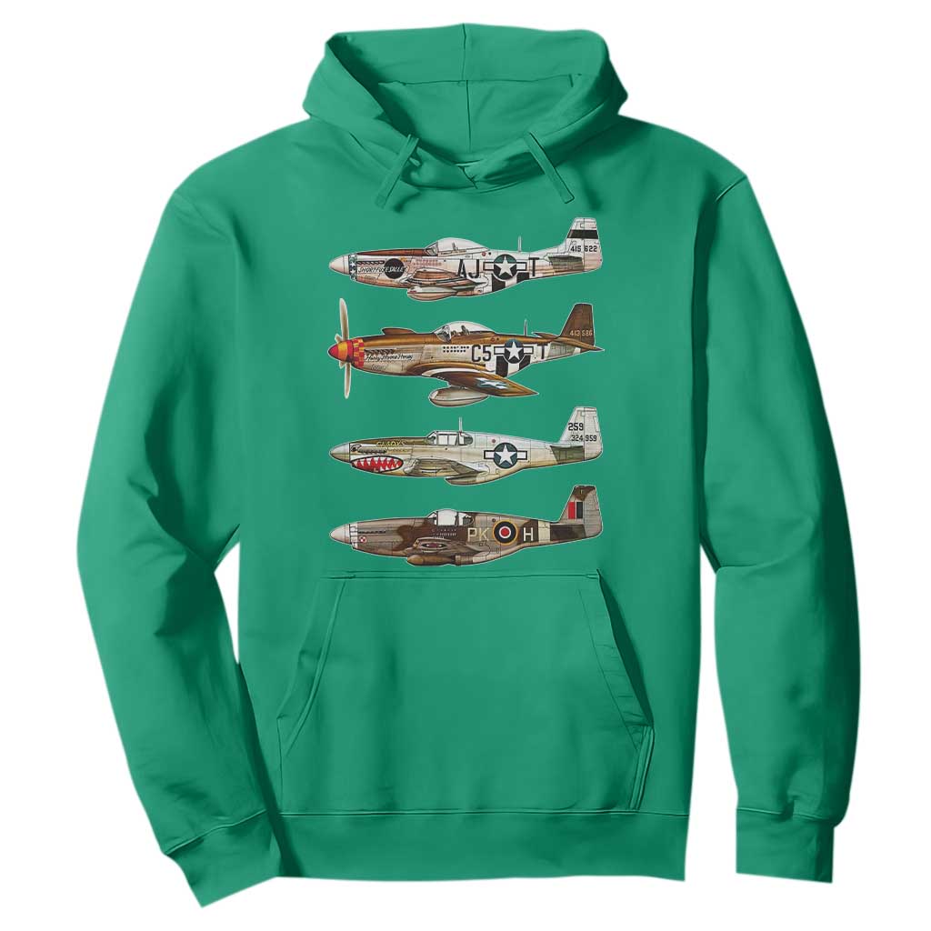 WW2 Warplanes B-17 P51 Hoodie Vintage WWII Fighter Planes Iconic Military Aircraft
