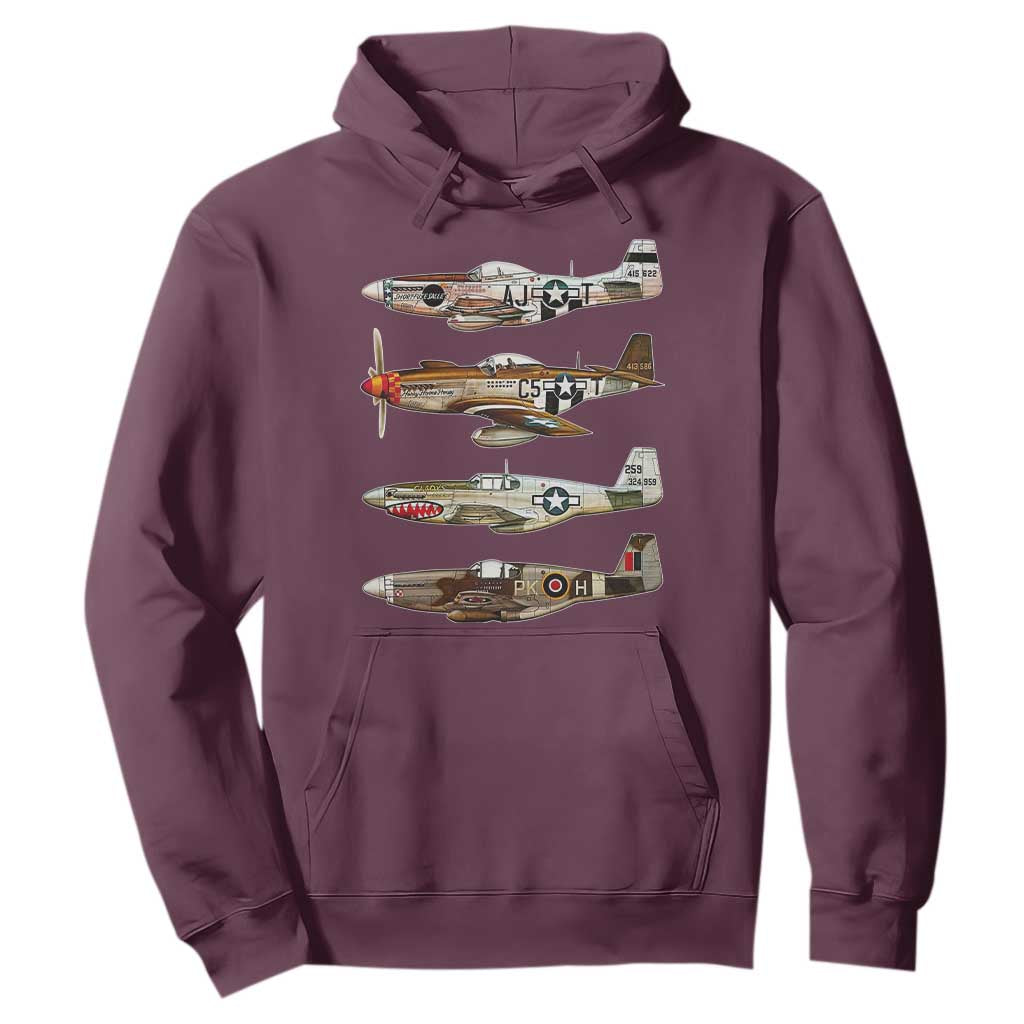 WW2 Warplanes B-17 P51 Hoodie Vintage WWII Fighter Planes Iconic Military Aircraft