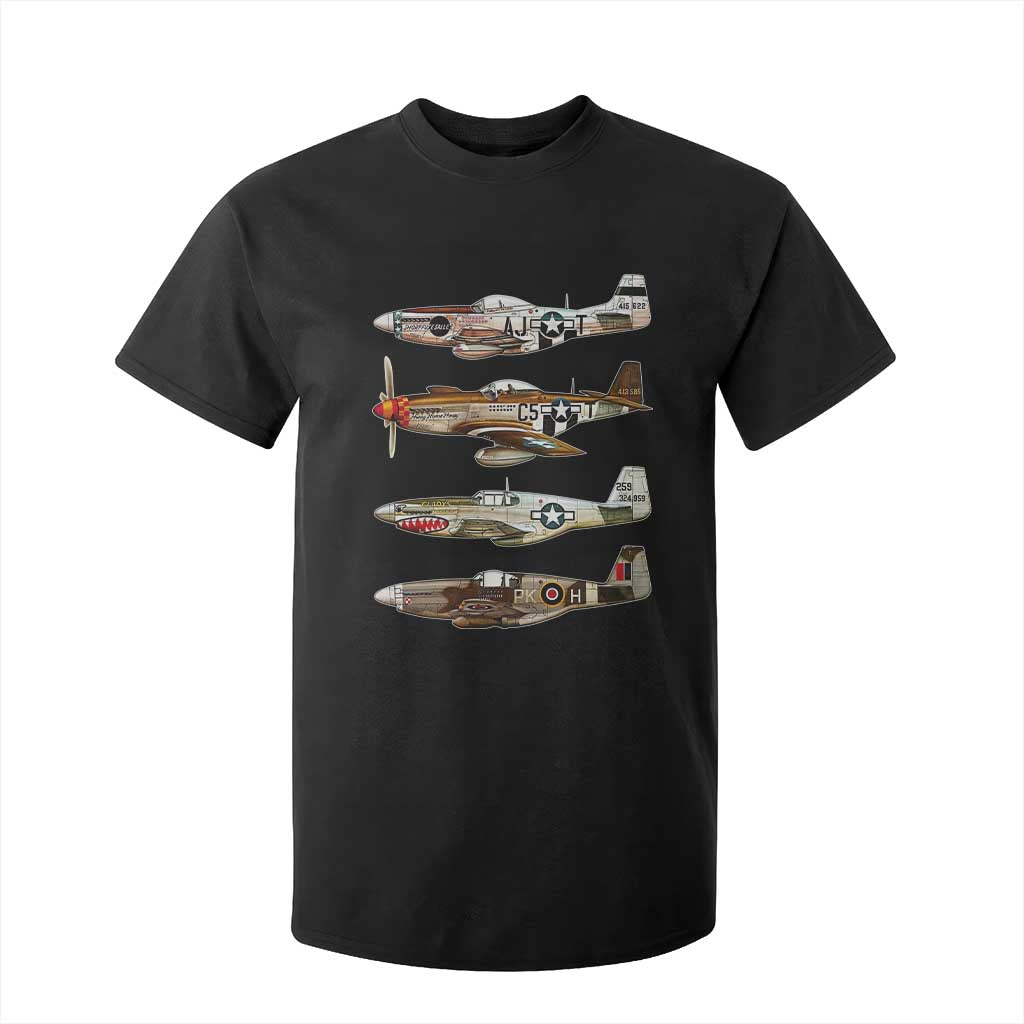 WW2 Warplanes B-17 P51 T Shirt For Kid Vintage WWII Fighter Planes Iconic Military Aircraft