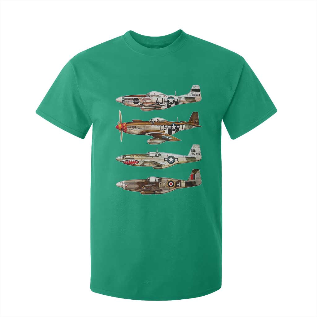 WW2 Warplanes B-17 P51 T Shirt For Kid Vintage WWII Fighter Planes Iconic Military Aircraft