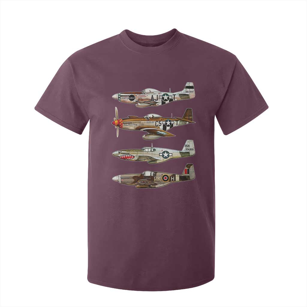 WW2 Warplanes B-17 P51 T Shirt For Kid Vintage WWII Fighter Planes Iconic Military Aircraft
