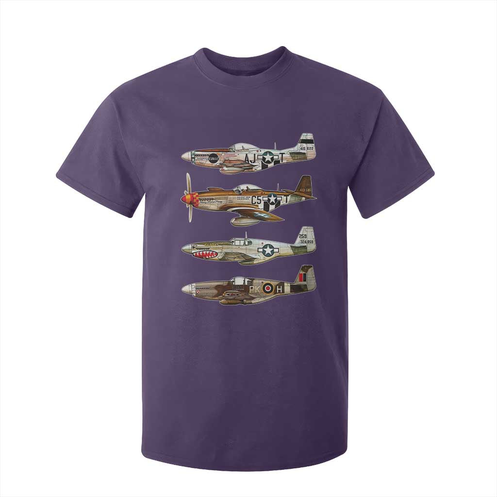WW2 Warplanes B-17 P51 T Shirt For Kid Vintage WWII Fighter Planes Iconic Military Aircraft