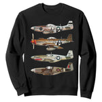 WW2 Warplanes B-17 P51 Sweatshirt Vintage WWII Fighter Planes Iconic Military Aircraft