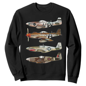 WW2 Warplanes B-17 P51 Sweatshirt Vintage WWII Fighter Planes Iconic Military Aircraft