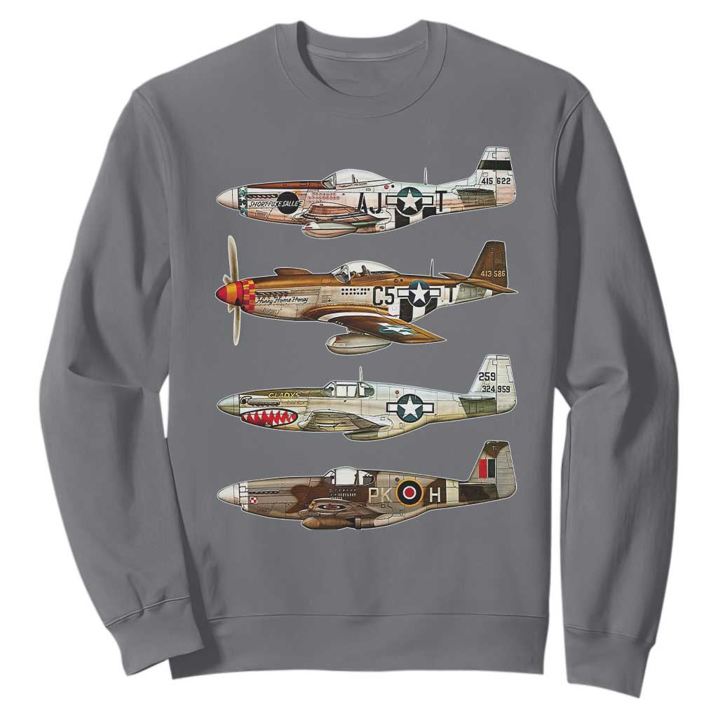 WW2 Warplanes B-17 P51 Sweatshirt Vintage WWII Fighter Planes Iconic Military Aircraft