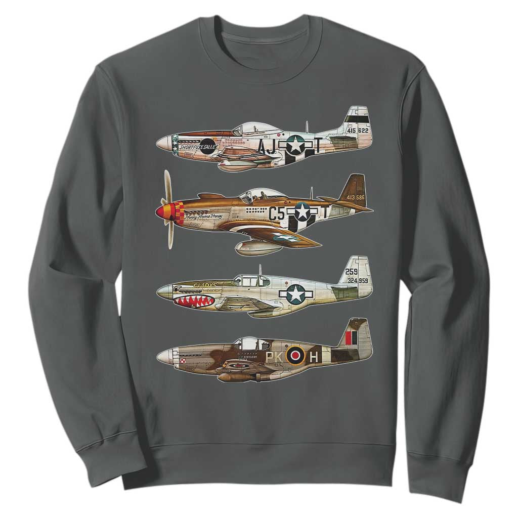 WW2 Warplanes B-17 P51 Sweatshirt Vintage WWII Fighter Planes Iconic Military Aircraft