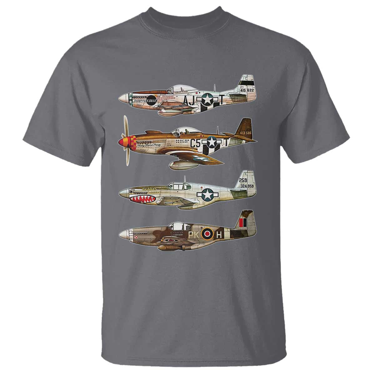 WW2 Warplanes B-17 P51 T Shirt Vintage WWII Fighter Planes Iconic Military Aircraft