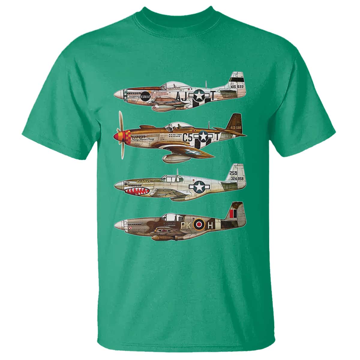 WW2 Warplanes B-17 P51 T Shirt Vintage WWII Fighter Planes Iconic Military Aircraft