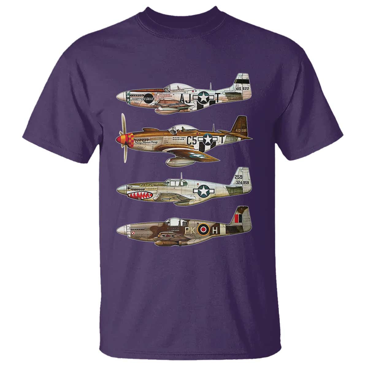 WW2 Warplanes B-17 P51 T Shirt Vintage WWII Fighter Planes Iconic Military Aircraft