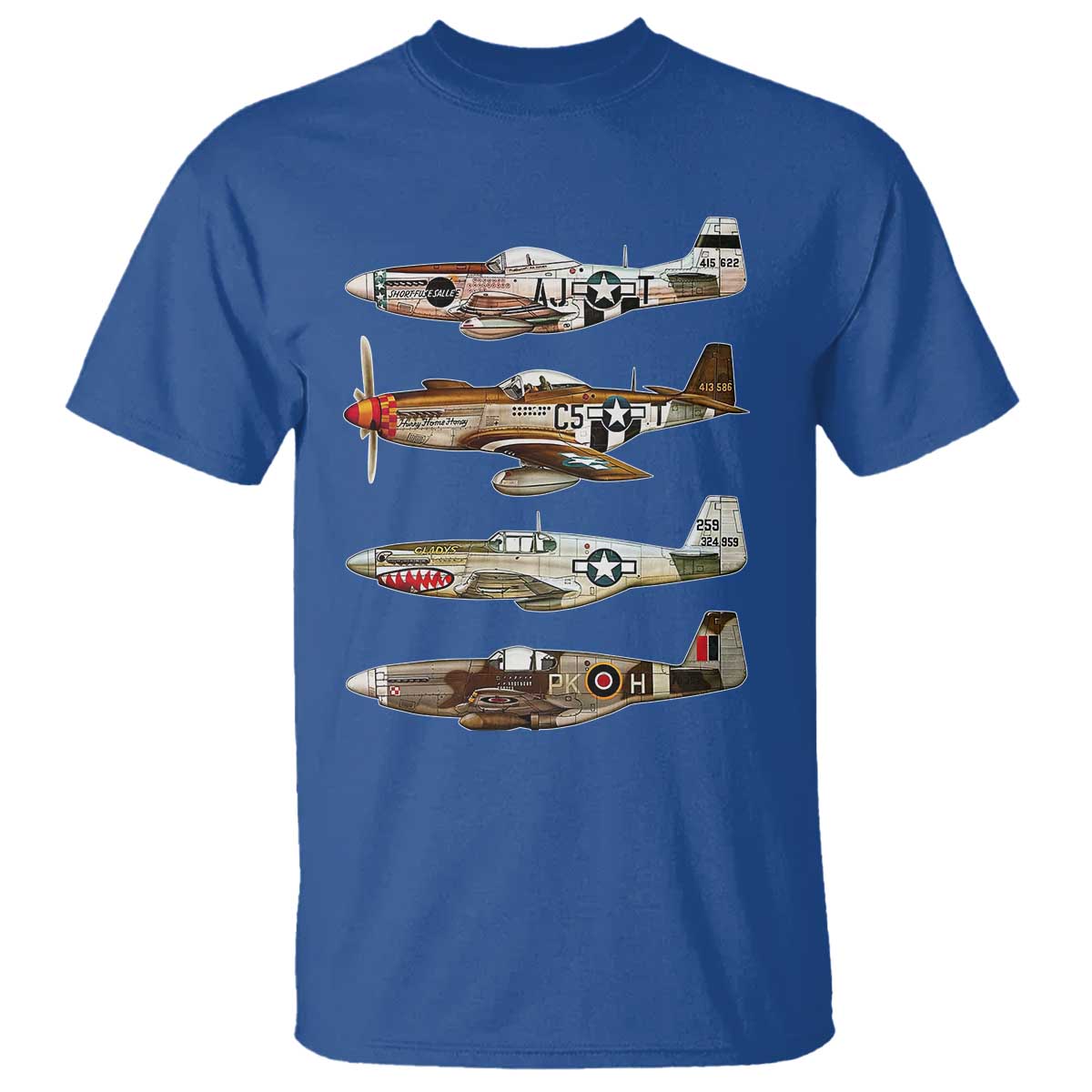 WW2 Warplanes B-17 P51 T Shirt Vintage WWII Fighter Planes Iconic Military Aircraft