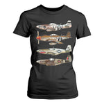 WW2 Warplanes B-17 P51 T Shirt For Women Vintage WWII Fighter Planes Iconic Military Aircraft