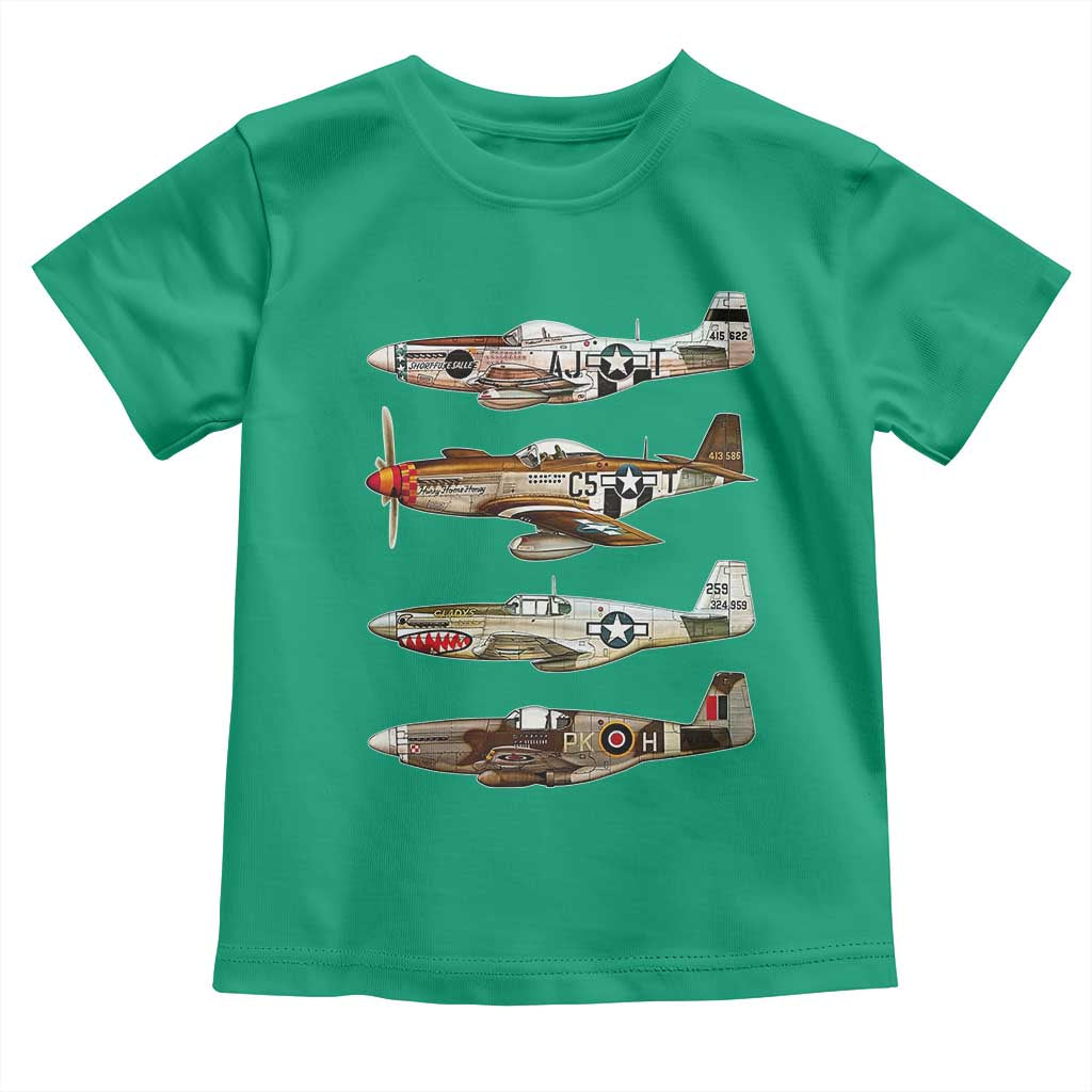 WW2 Warplanes B-17 P51 Toddler T Shirt Vintage WWII Fighter Planes Iconic Military Aircraft