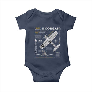 F4U Corsair Baby Onesie WW2 Fighter Plane US WWII Warbird Vintage