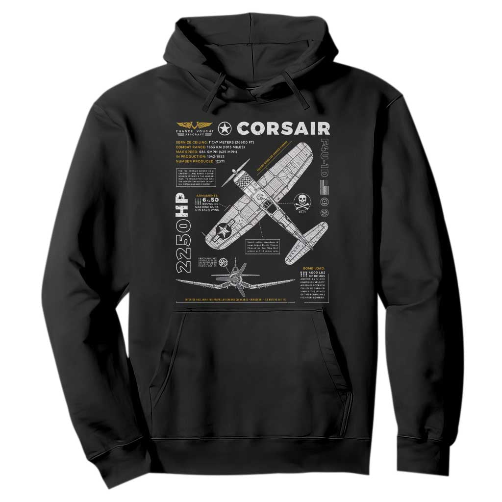 F4U Corsair Hoodie WW2 Fighter Plane US WWII Warbird Vintage