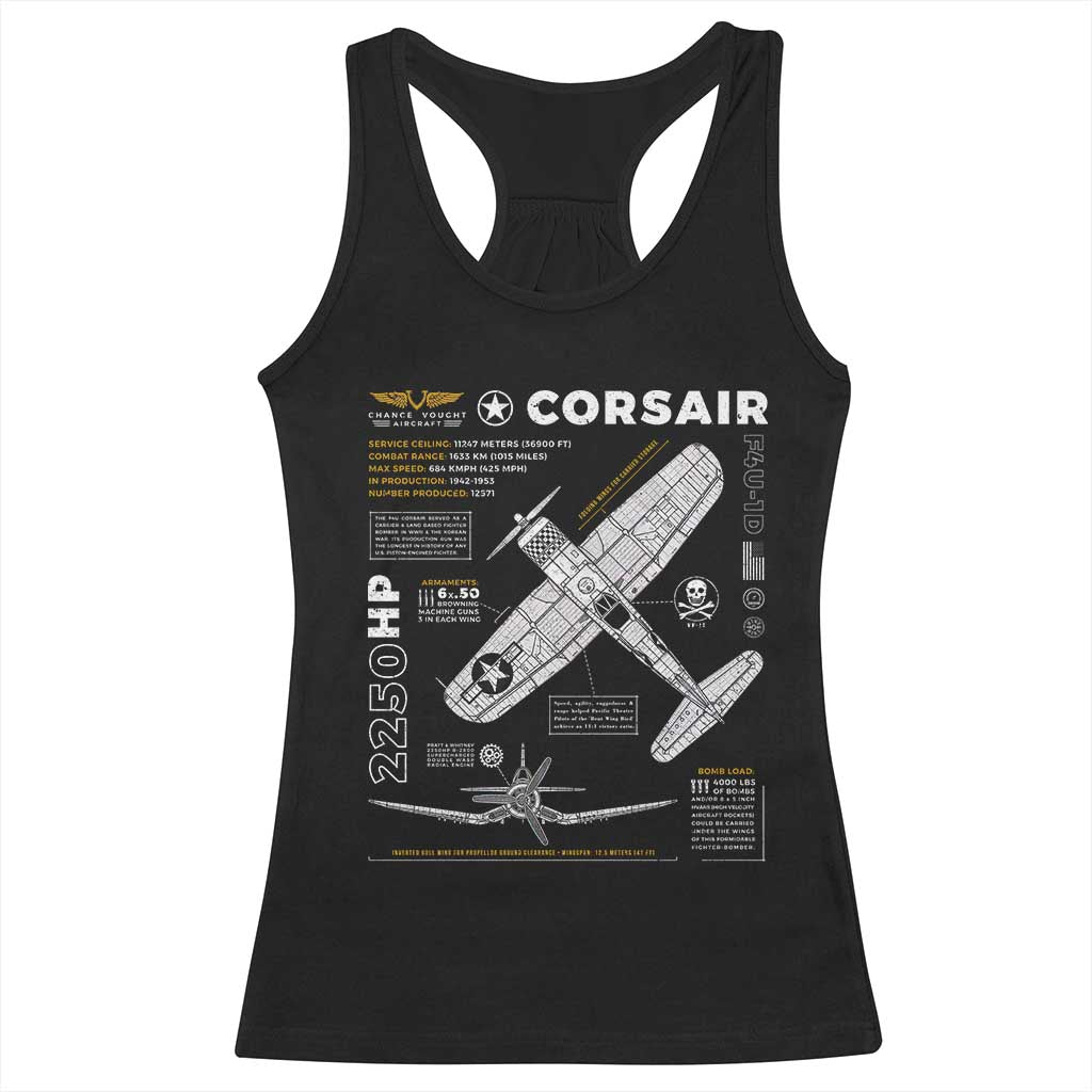 F4U Corsair Racerback Tank Top WW2 Fighter Plane US WWII Warbird Vintage