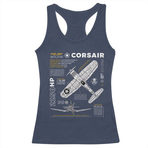 F4U Corsair Racerback Tank Top WW2 Fighter Plane US WWII Warbird Vintage