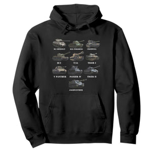 WW2 Tanks Hoodie M4 Sherman Panzer IV Tiger II T-34 History Buff