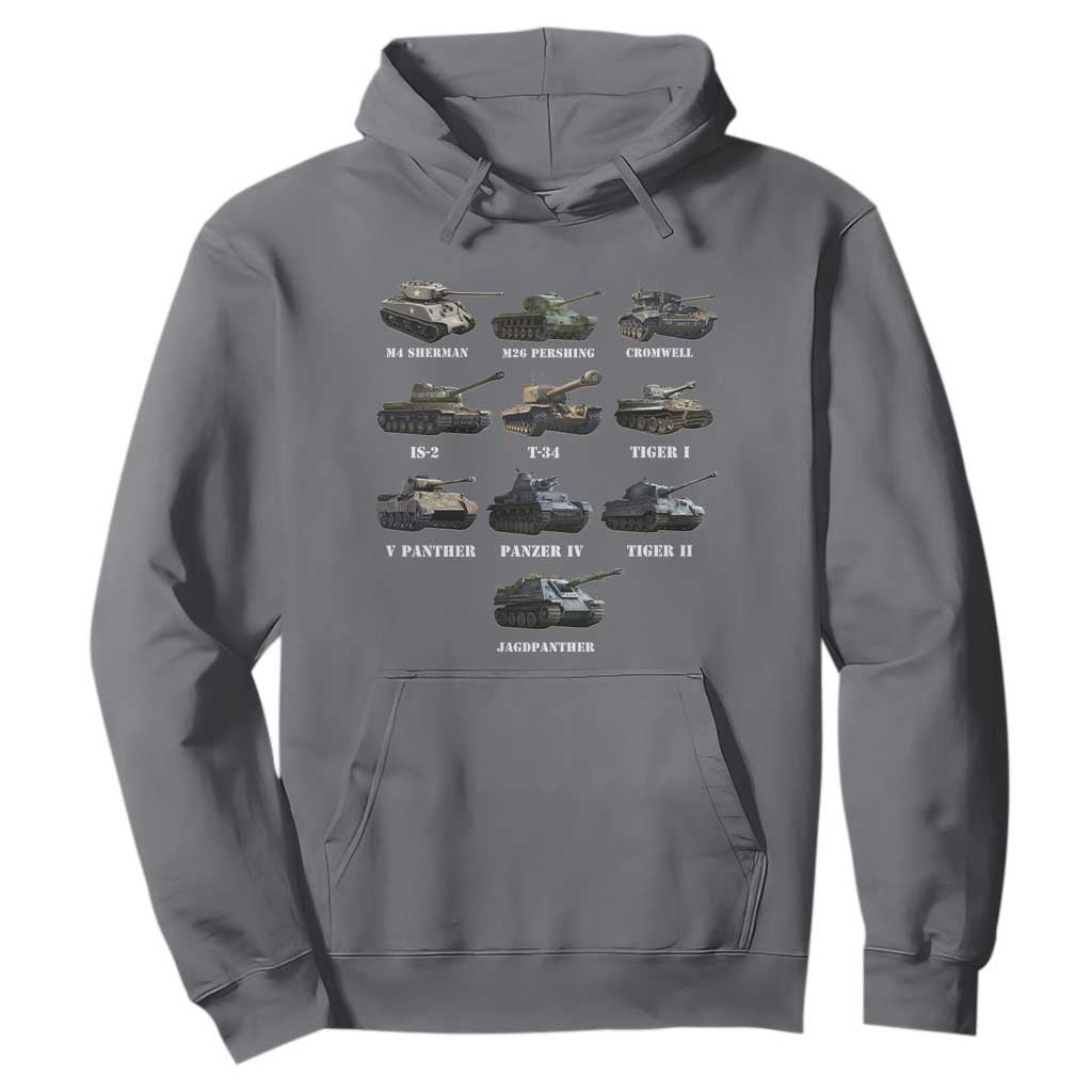WW2 Tanks Hoodie M4 Sherman Panzer IV Tiger II T-34 History Buff