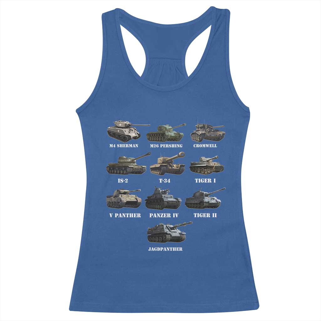 WW2 Tanks Racerback Tank Top M4 Sherman Panzer IV Tiger II T-34 History Buff