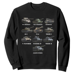 WW2 Tanks Sweatshirt M4 Sherman Panzer IV Tiger II T-34 History Buff