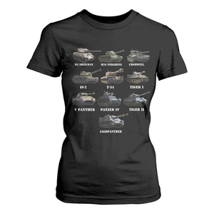 WW2 Tanks T Shirt For Women M4 Sherman Panzer IV Tiger II T-34 History Buff