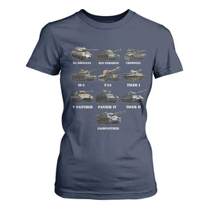 WW2 Tanks T Shirt For Women M4 Sherman Panzer IV Tiger II T-34 History Buff