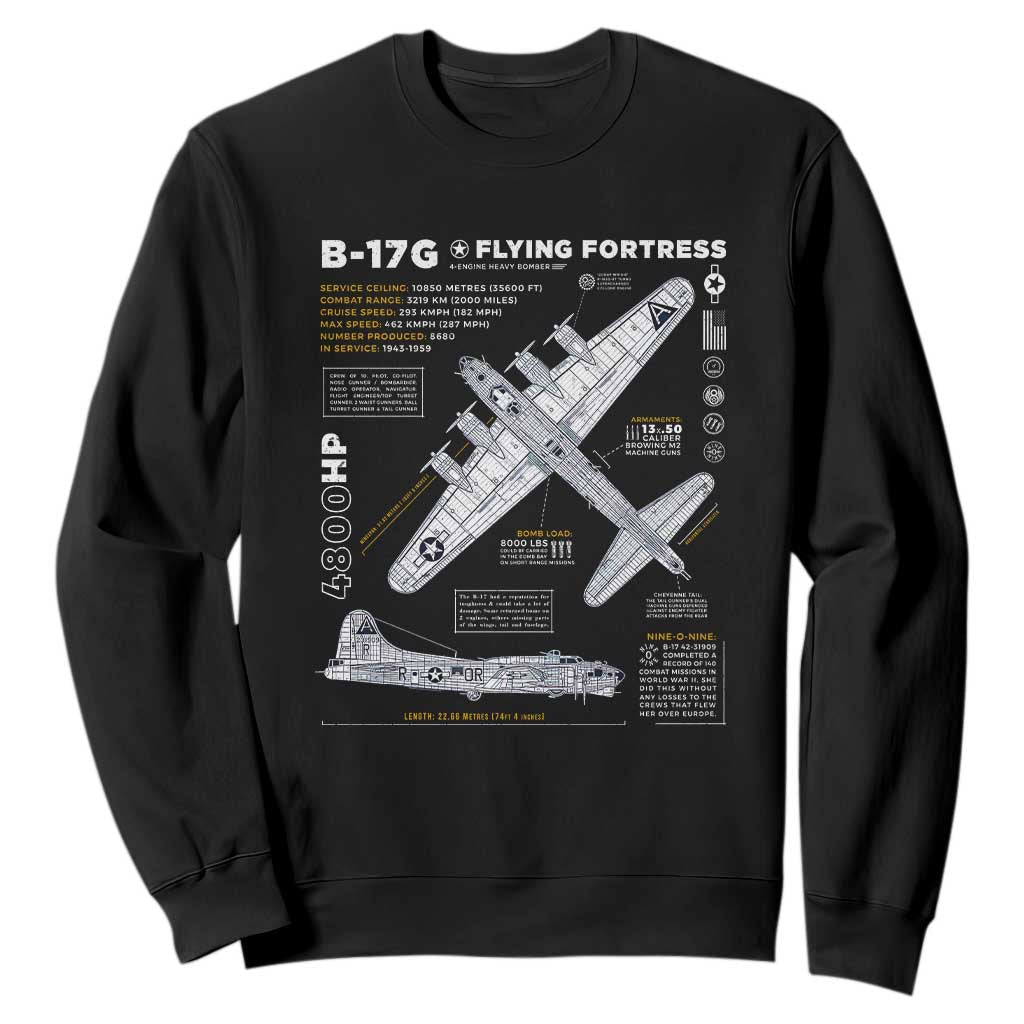 B-17 Flying Fortress Sweatshirt WW2 B-17G Bomber Vintage Aviation